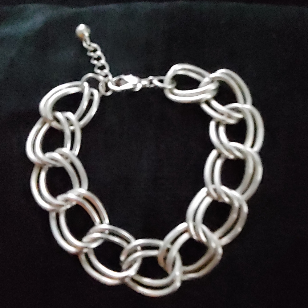 Silvertone Double Link Bracelet - image 4